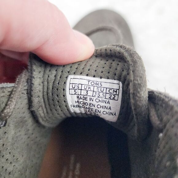 Toms Lunata Lace Up Snkle Booties Olive Green Suede Size 5 - Picture 7 of 9